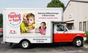 The Caring Center in Boone County - Feeding Our Future Food and Delivery Truck. Parked Outside the Caring Center Main Headquarter.