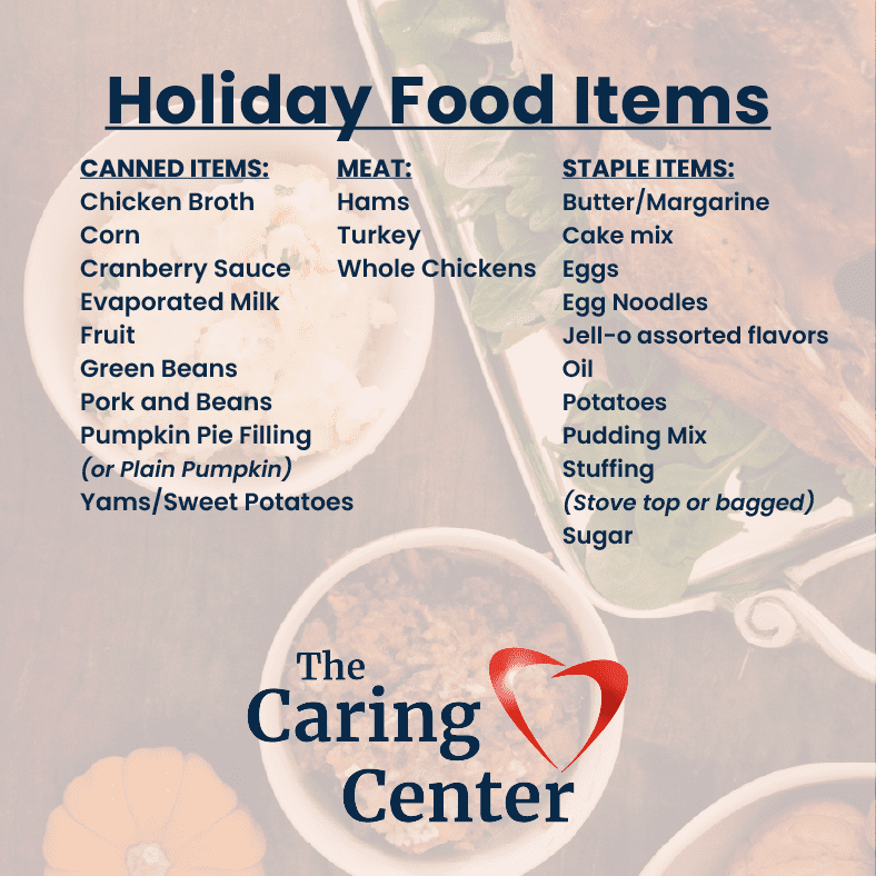 Foods needed for the holidays